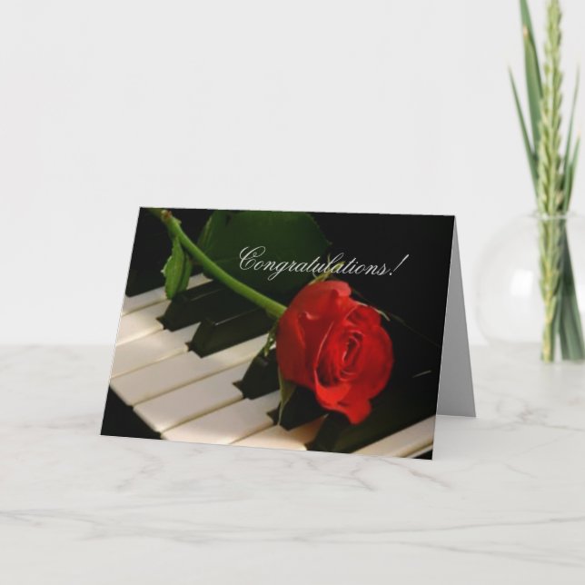 Red Rose on Piano Keys-Bravissimo! Card (Front)