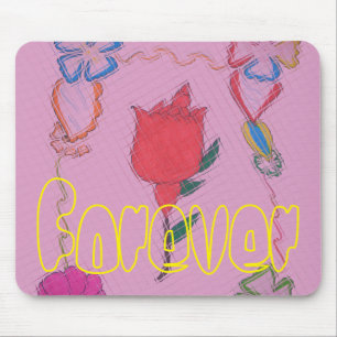 Red Rose on Pink: Floral Border Art Print/Graphic Mouse Pad