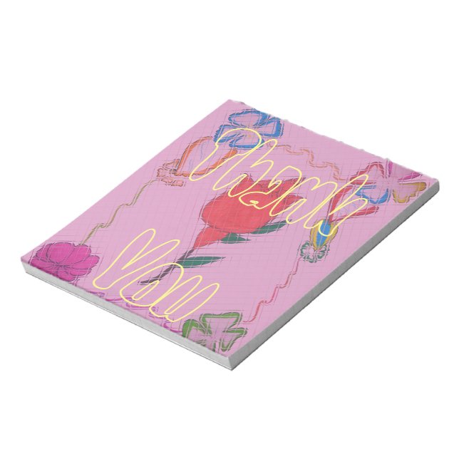 Red Rose on Pink: Floral Border Art Print/Graphic Notepad (Rotated)