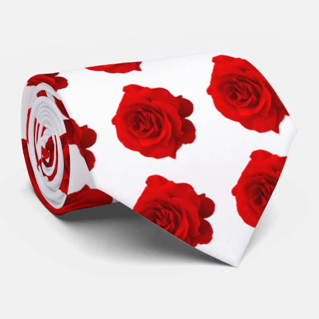 Red Rose on White Tie (Rolled)