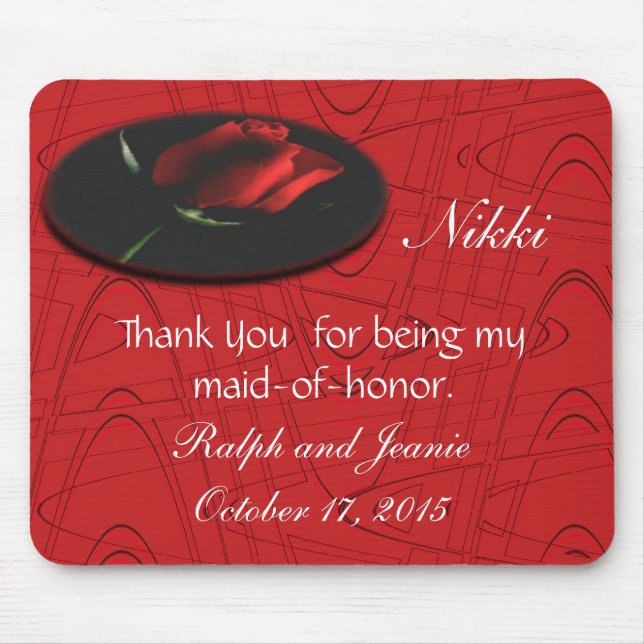 Red Rose onBlkGraphic,customise Mouse Pad (Front)