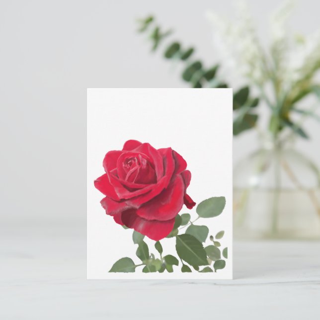 Red Rose Painting Postcard (Standing Front)