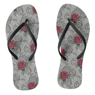 Red Rose Paisley Jandals
