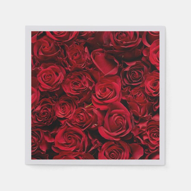 Red Rose Paper Napkins Set of 50+ (Front)