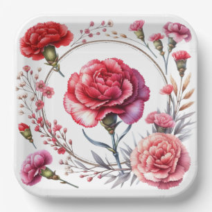Red Rose Paper Plate