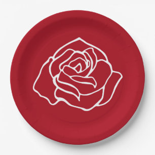 Red Rose Paper Plates