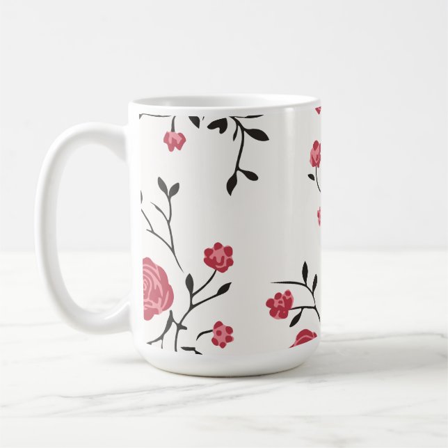 Red rose pattern coffee mug (Left)