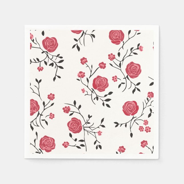 Red rose pattern napkin (Front)