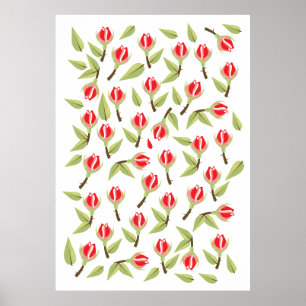 Red Rose Pattern Poster