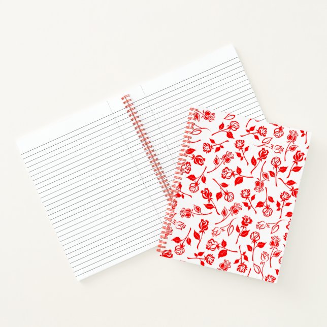 Red Rose Pattern Spiral Notebook (Inside)