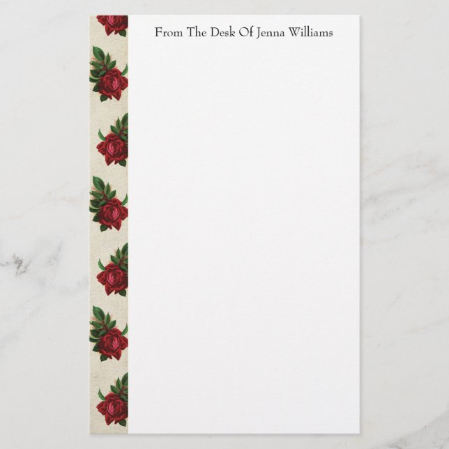 Red Rose Pattern Stationery (Front)