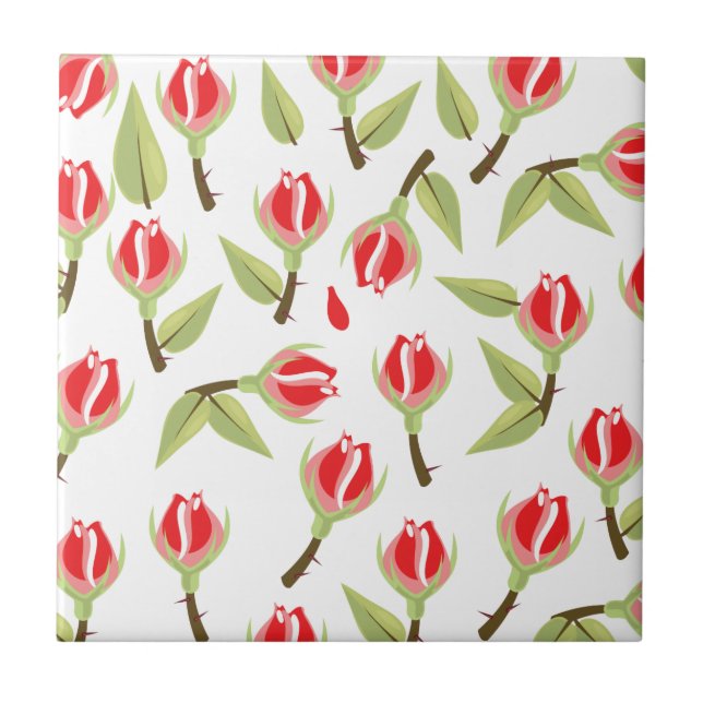 Red Rose Pattern Tile (Front)