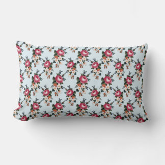 Red Rose Pattern Vintage Country Lumbar Cushion