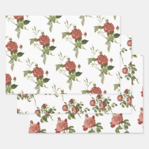 Red Rose Pattern Wrapping Paper Sheet