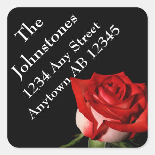 Red Rose Personal Wedding Return Address Label