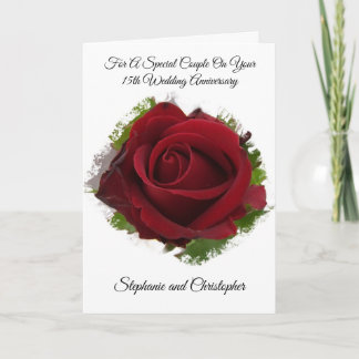 Red Rose Personalised 14th Wedding Anniversary Card