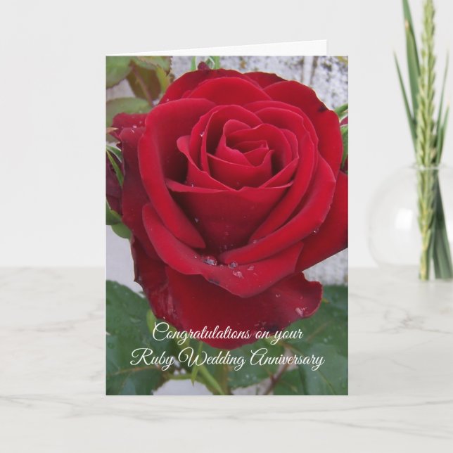Red Rose Personalised 40th Wedding Anniversary Card (Front)