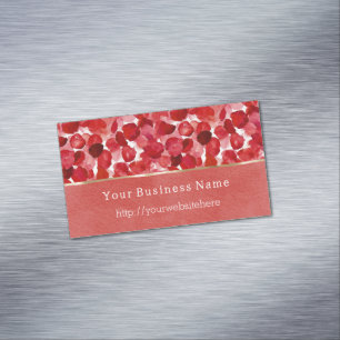 Red Rose Petals Floral Business name website Magnetic Business Card