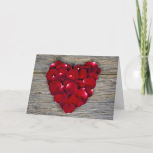 Red Rose Petals Heart Holiday Card