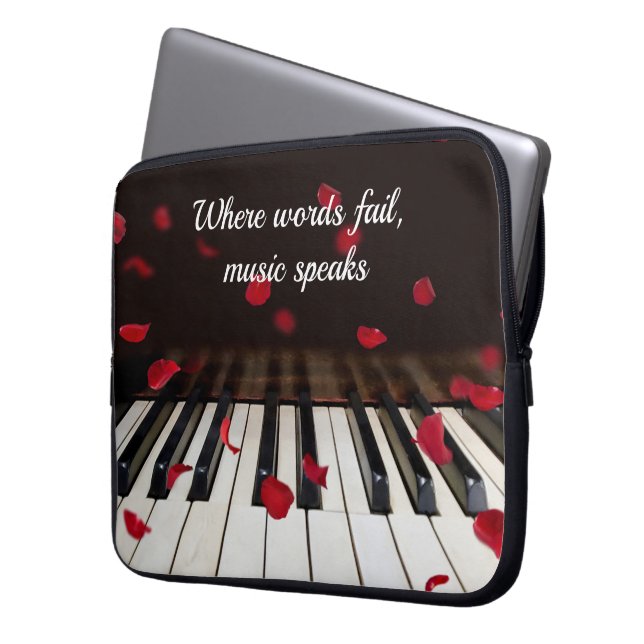 Red Rose Petals On Piano  Laptop Sleeve (Front Left)