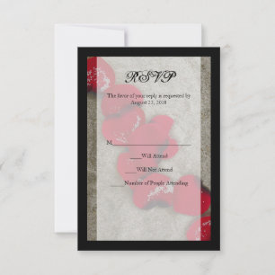 Red Rose Petals on Sand Beach Wedding RSVP