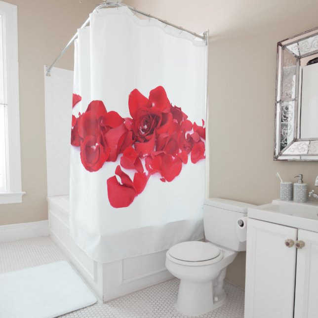 Red Rose Petals Shower Curtain (In Situ)