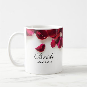 Red Rose Petals Wedding Bride Coffee Mug