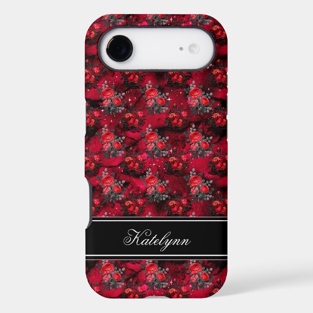 Red Rose Phone Case | Personalized Name (Back)