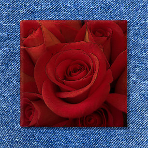 Red Rose Photo Art 15 Cm Square Badge