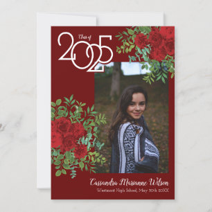 Red Rose Photo Graduation Announcement