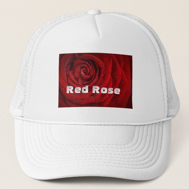 Red Rose Photo Printed text Trucker Hats Caps (Front)