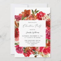 Red Rose & Pink Floral Christmas Party