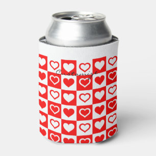 Red Rose Plaid Pattern Thunder_Cove Can Cooler