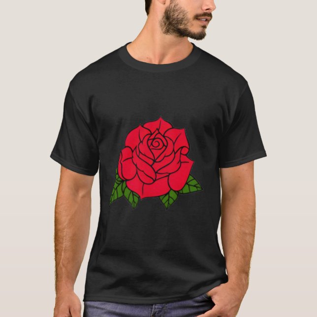 Red Rose Pocket Patch For T-Shirt (Front)