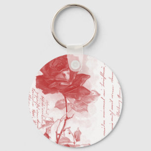 Red Rose Postcard Design Key Ring