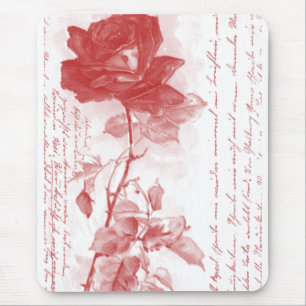 Red Rose Postcard Design Mouse Pad