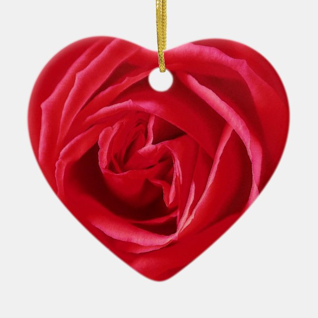 Red rose print ceramic tree decoration (Front)