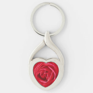 Red rose print key ring