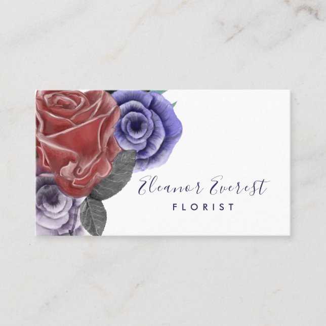 Red rose professional florist business card (Front)