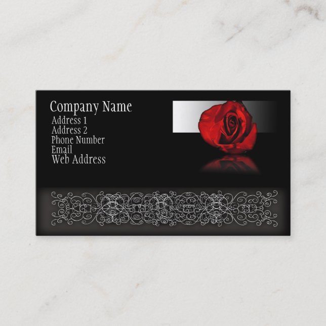 Red Rose Reflection Business Card (Front)