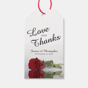 Red Rose Reflections Love & Thanks Wedding Gift Tags