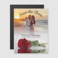 Red Rose Reflections Wedding Save the Date Photo