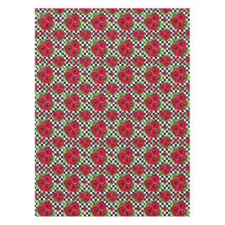 Red Rose Rockabilly Check Tablecloth