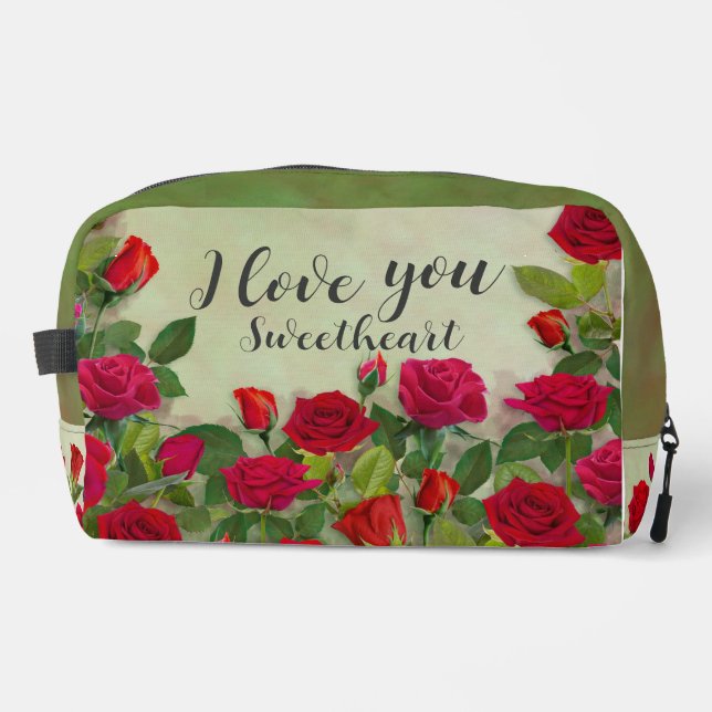 Red Rose Romantic Design With Full Customizable Dopp Kit (Front)