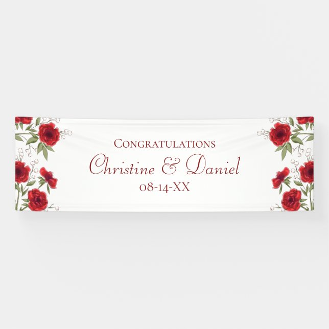 Red Rose Romantic Wedding Banner (Horizontal)