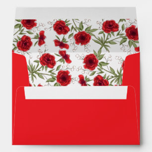 Red Rose Romantic Wedding Envelope
