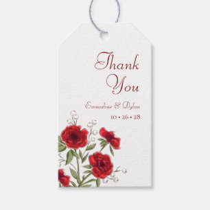 Red Rose Romantic Wedding Gift Tags
