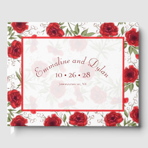 Red Rose Romantic Wedding Guest Book