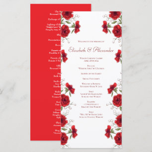 Red Rose Romantic Wedding Programs Menu