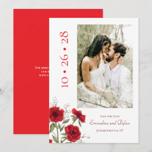 Red Rose Romantic Wedding Save the Date Invitation